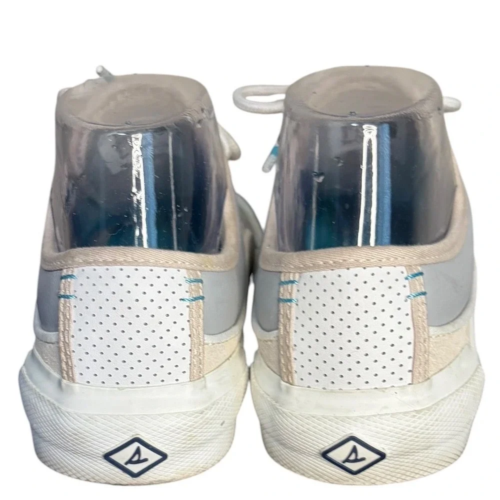 Sperry White Grey Sneaker STS86219 Low Top Perforated Women's Size 6.5‎